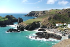 Cliff overlooking sea in cornwall