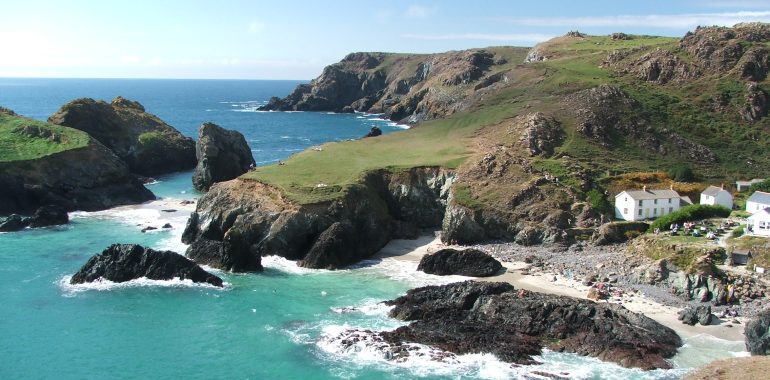 Cliff overlooking sea in cornwall