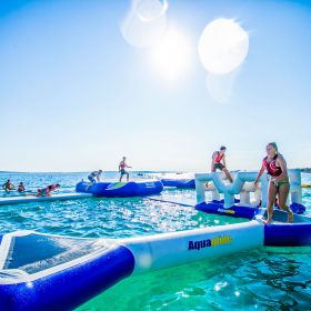 People enjoying an aqua park