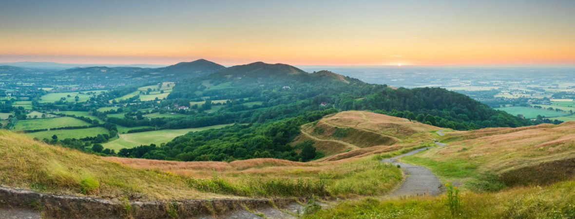 Malvern hills at dawn.