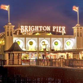 Brighton Pier at Night, Sussex,