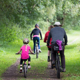 Family cycling in Lincolnshire.