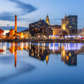 Liverpool, skyline towards Albert Dock.