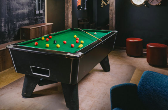 Pool table in a holiday home.