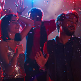 People dancing in a nightclub.