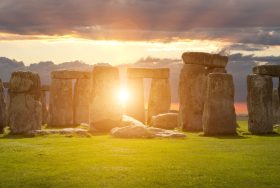 Stonehenge at sunset.