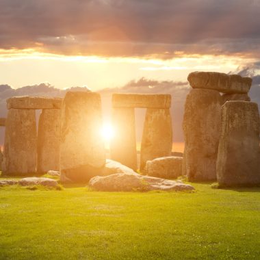 Stonehenge at sunset.