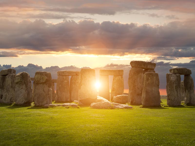 Stonehenge at sunset.