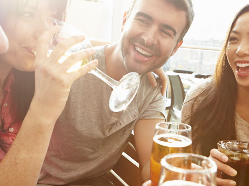 Friends having a drink.