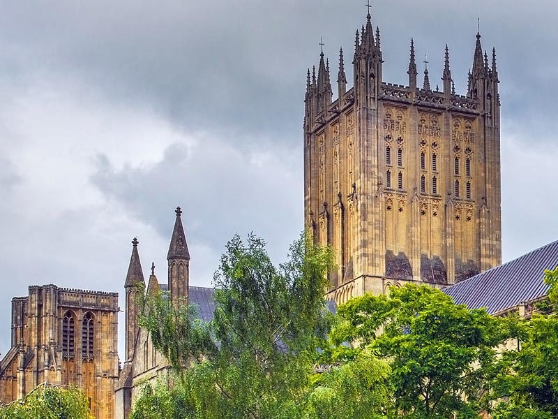 Top of Wells cathedral in Somerset.