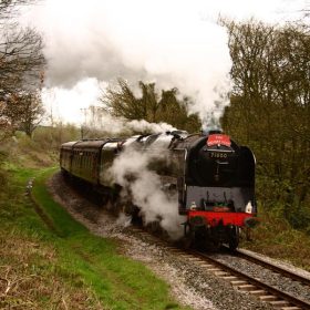 Duke of Gloucester at power near Summerseat Station on the East Lancashire Railway.