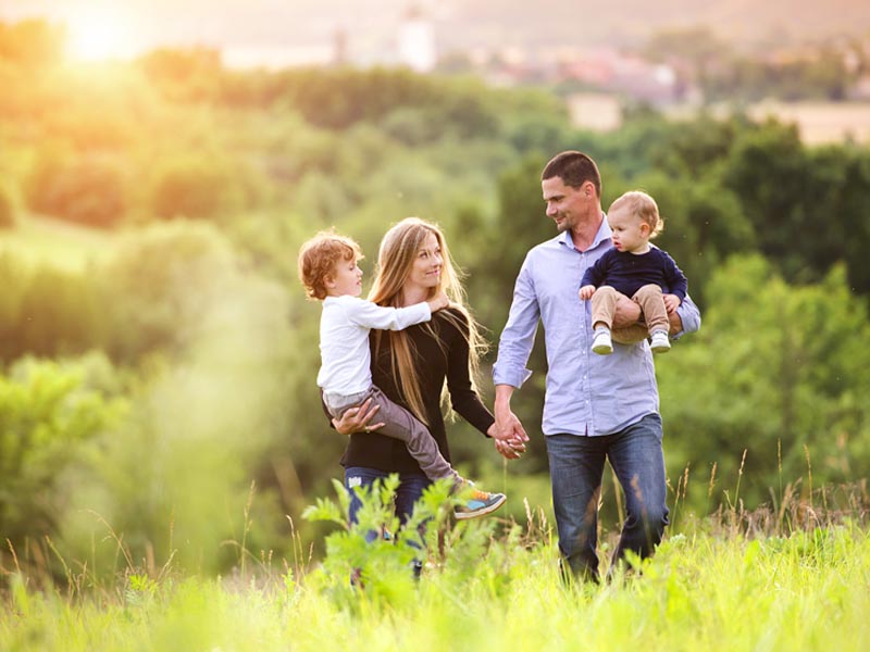 Family spending time at the park.