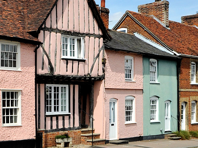 A terrace of old houses at Lavenham, Suffolk.