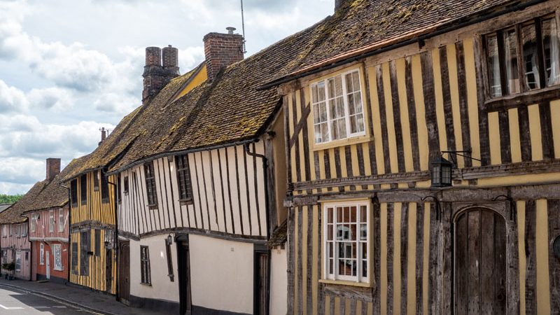 Historic medieval houses in Lavenham, Suffolk.