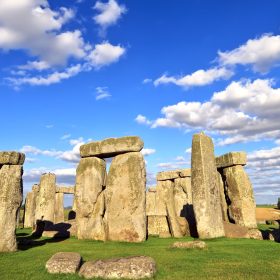 Stonehenge under an amazing blue skie.