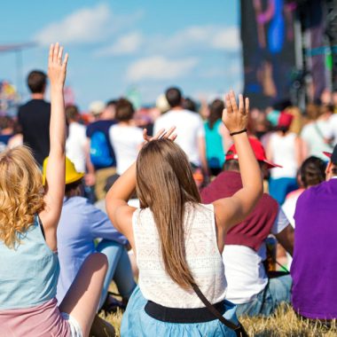 People enjoying music festival.