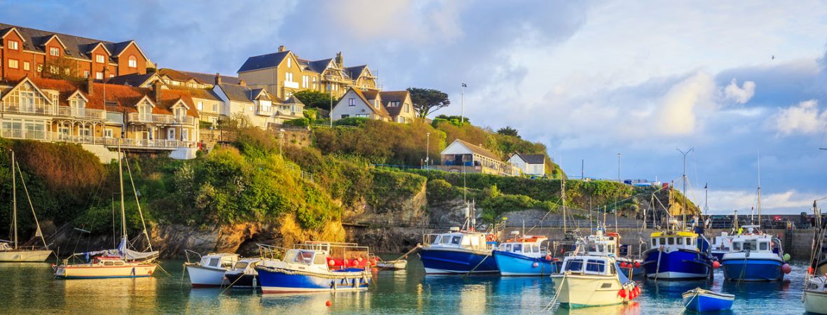 Fishing boats in the harbour at Newquay on the Cornwall.