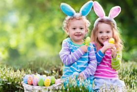 Two kids dressed like Easter bunnies!