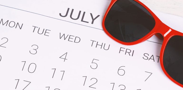 Calendar with sunglasses.