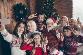 Family celebrating New Year’s Eve together.