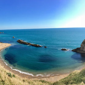 The beautiful golden sandy beach in somerset.