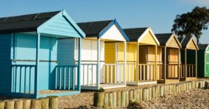 Row of colourful beach huts